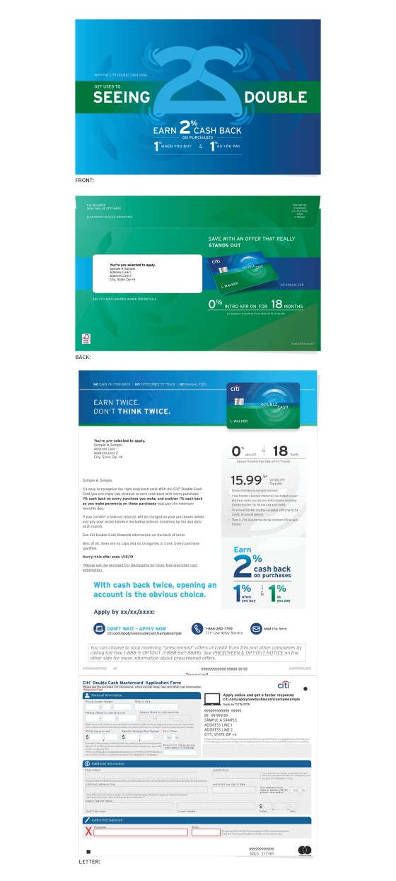 Citibank Double Cash Direct Mailer